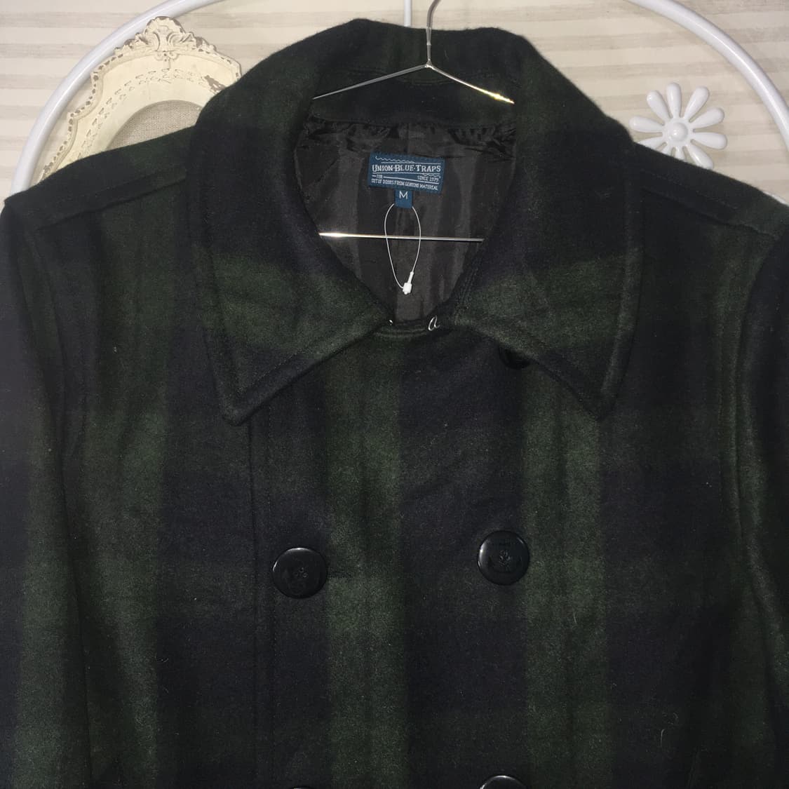 일본빈티지 유니온블루트랩스 그린 체크 울자켓 상품이미지2