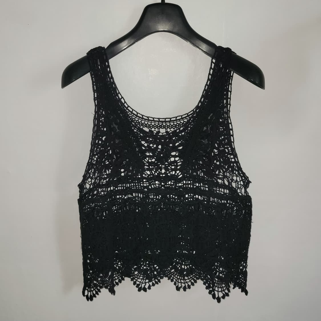 블랙 크로셰 레이어드 슬리브리스 상품이미지1