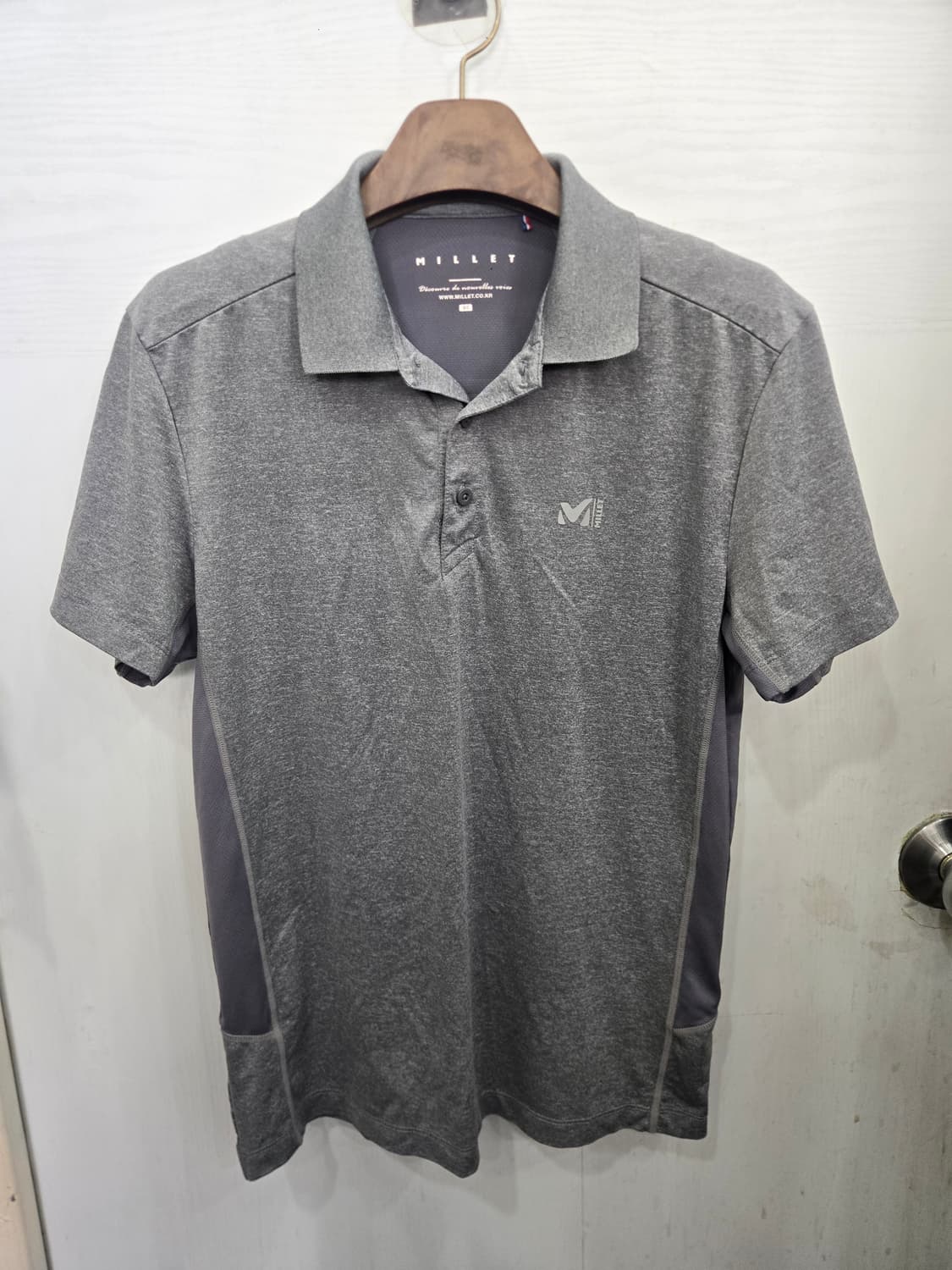 95,M )) MILLE 밀레 카라 반팔티셔츠! 그레이 색상~ 상품이미지1