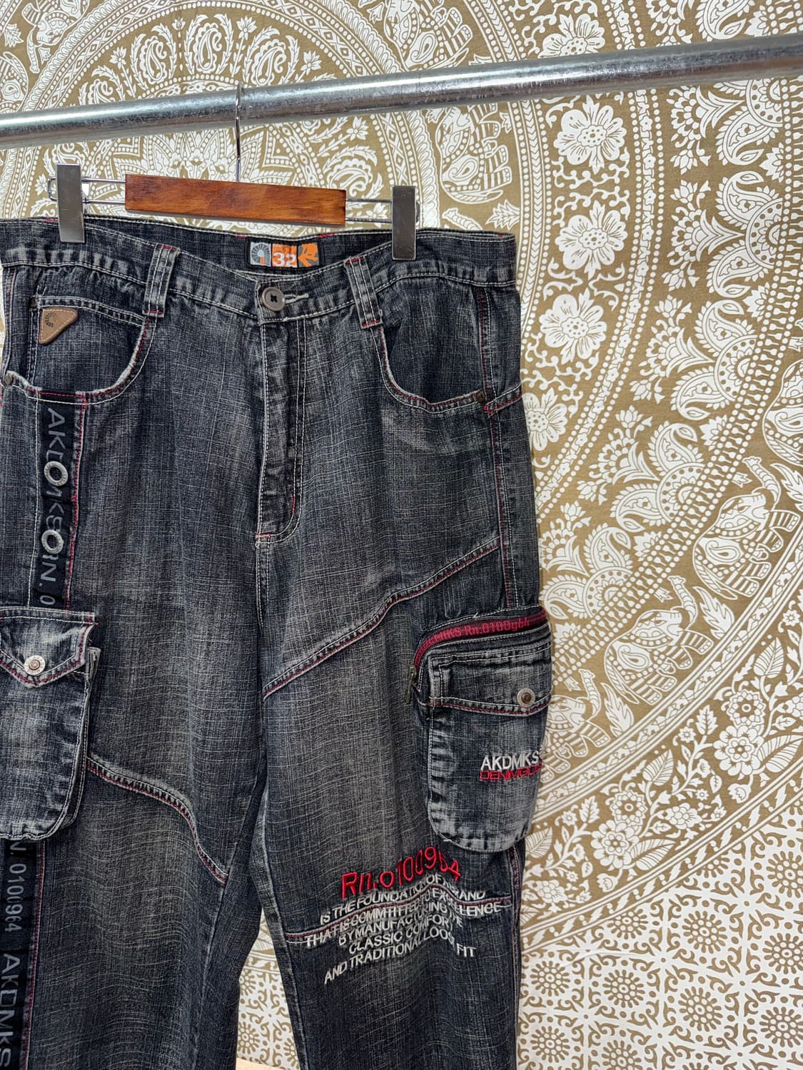 아카데믹스 워싱 신치백 흑청 카고팬츠 상품이미지4