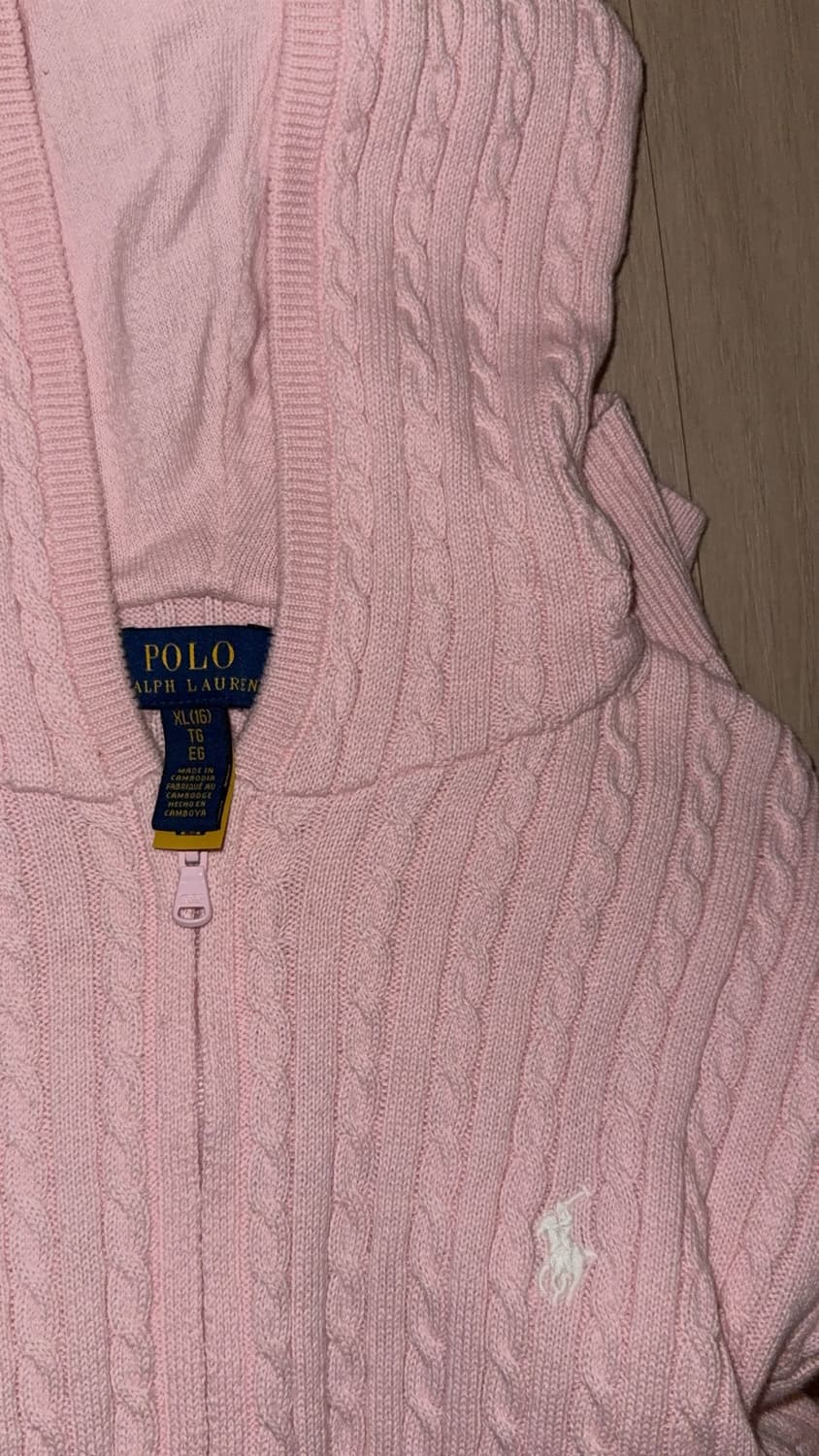 폴로 키즈 핑크 니트후드집업 상품이미지3