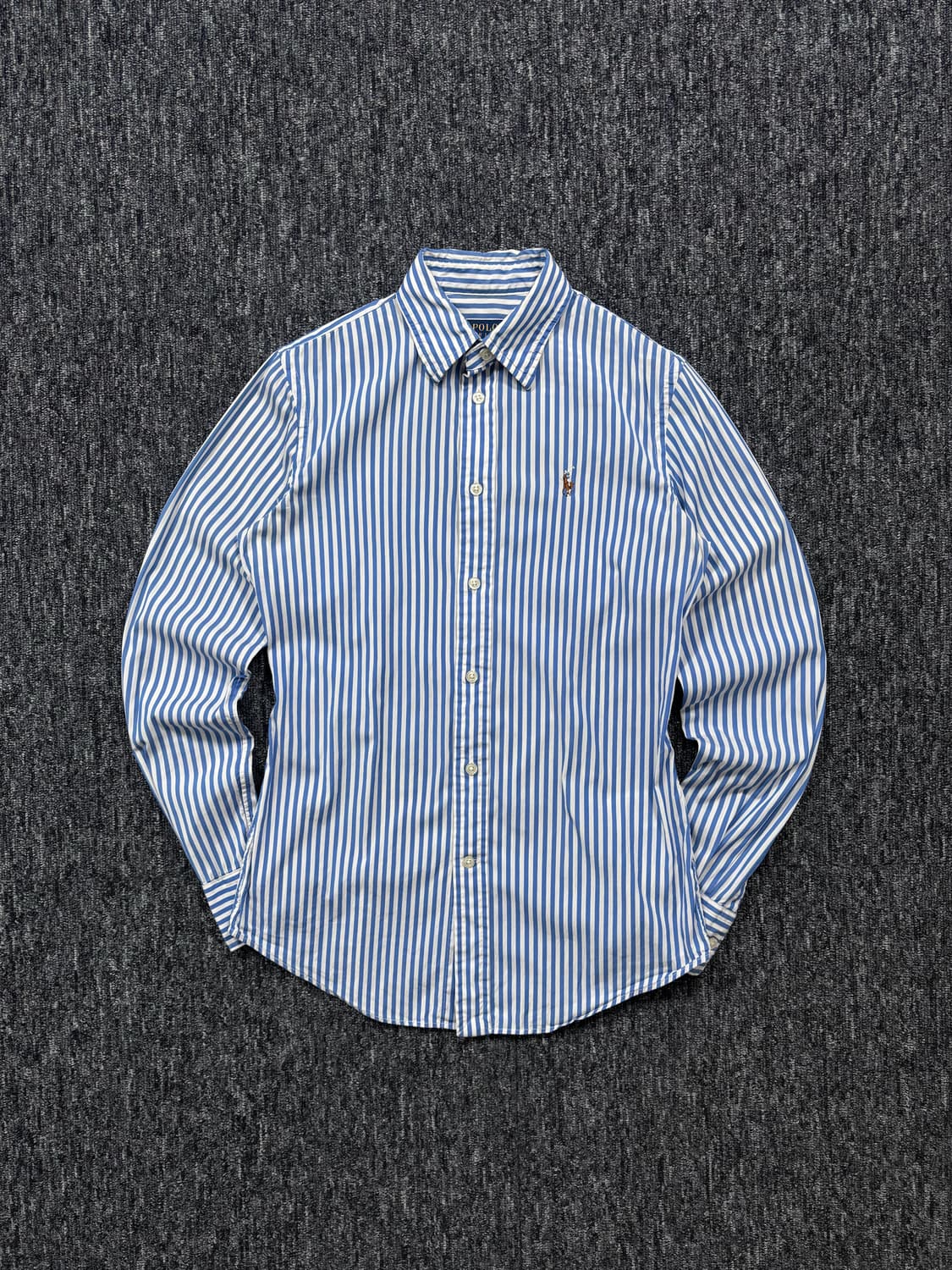 폴로 블루 스트라이프 슬림핏 셔츠 상품이미지3