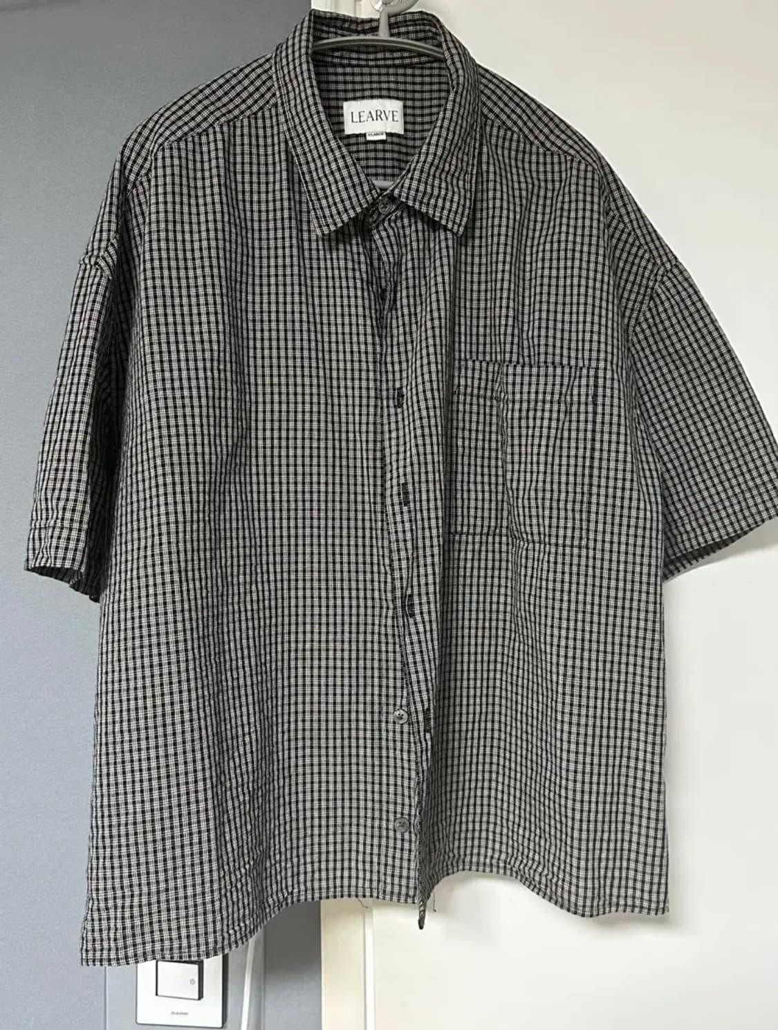 르아브 체크 크롭 셔츠 상품이미지1
