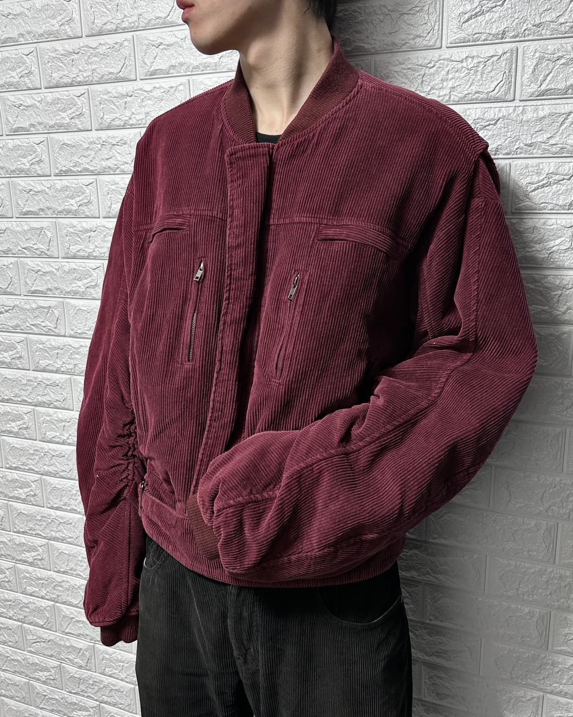 와인 버건디 코듀로이 봄버 자켓 상품이미지1