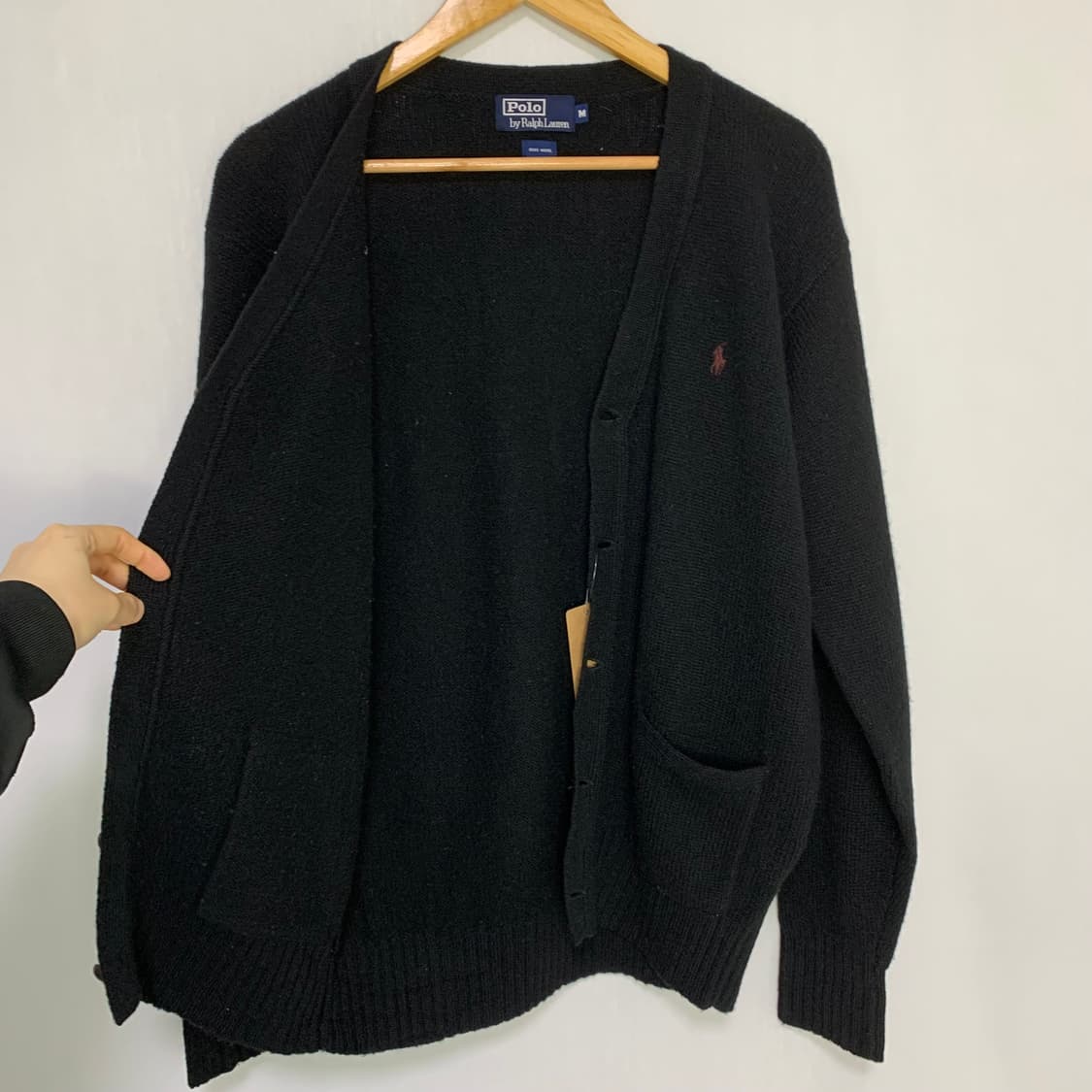 폴로 랄프로렌 블랙 울 니트 가디건 빈티지 M 남녀공용 상품이미지5