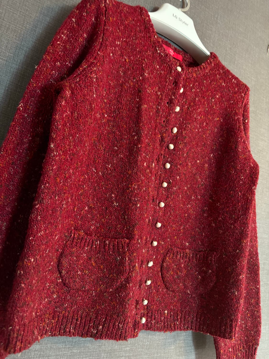 Graniph Lady F 레드 트위드 가디건 상품이미지2