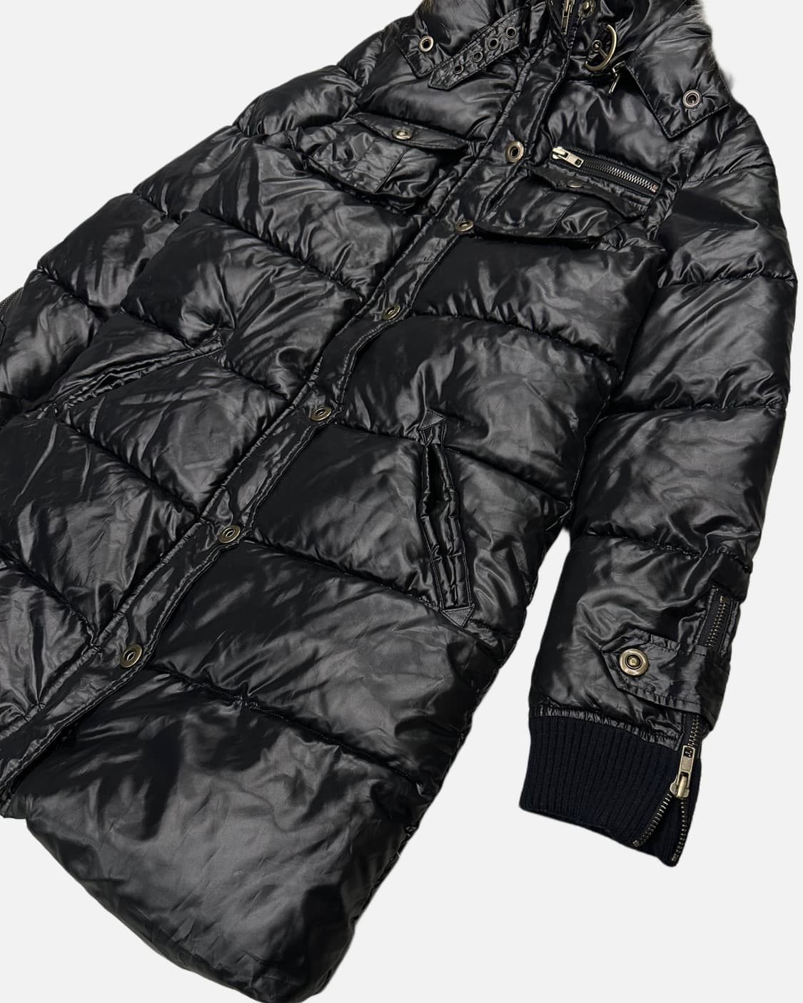 punk black fur hood padding 상품이미지4