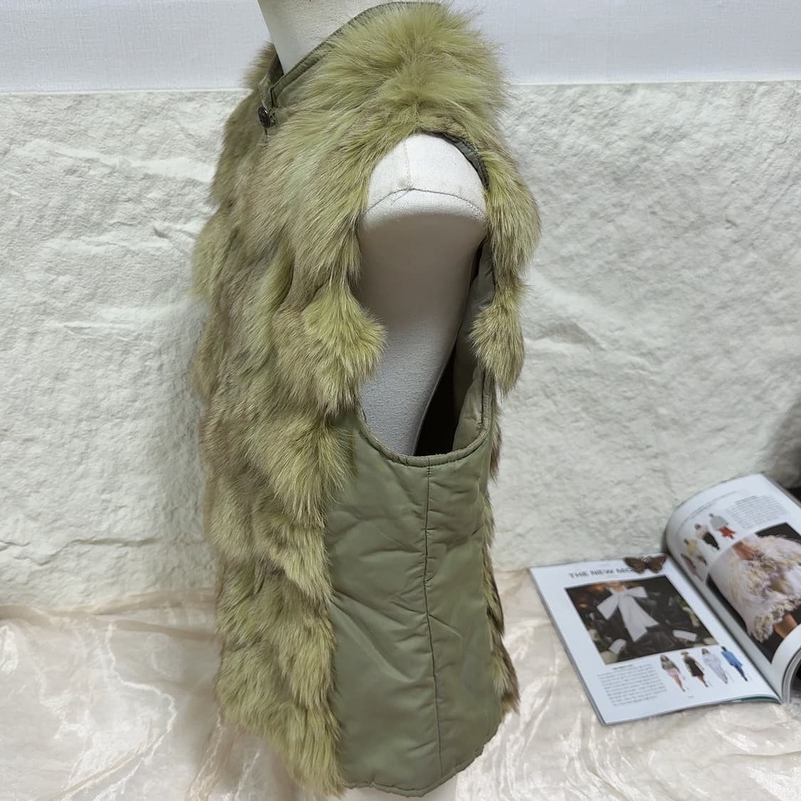 빈티지 말차 여우털 조끼 베스트 상품이미지2