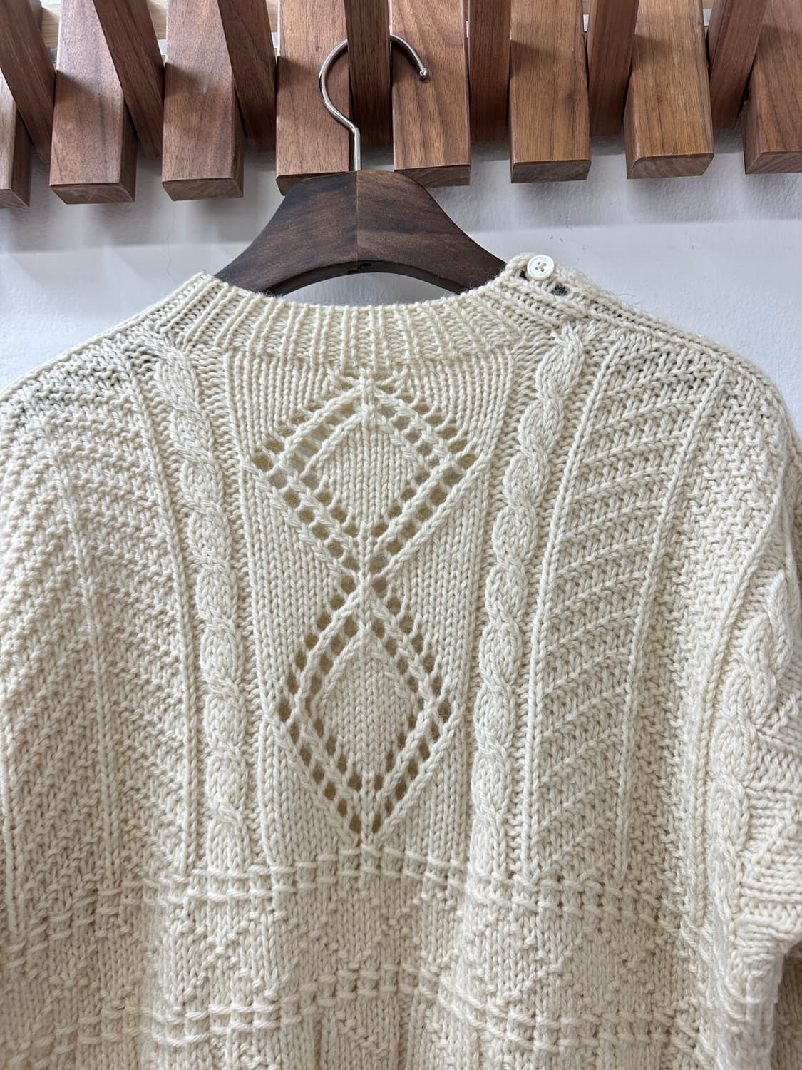 일본빈티지 아이보리 케이블 짜임 울 니트 스웨터 풀오버 상품이미지6
