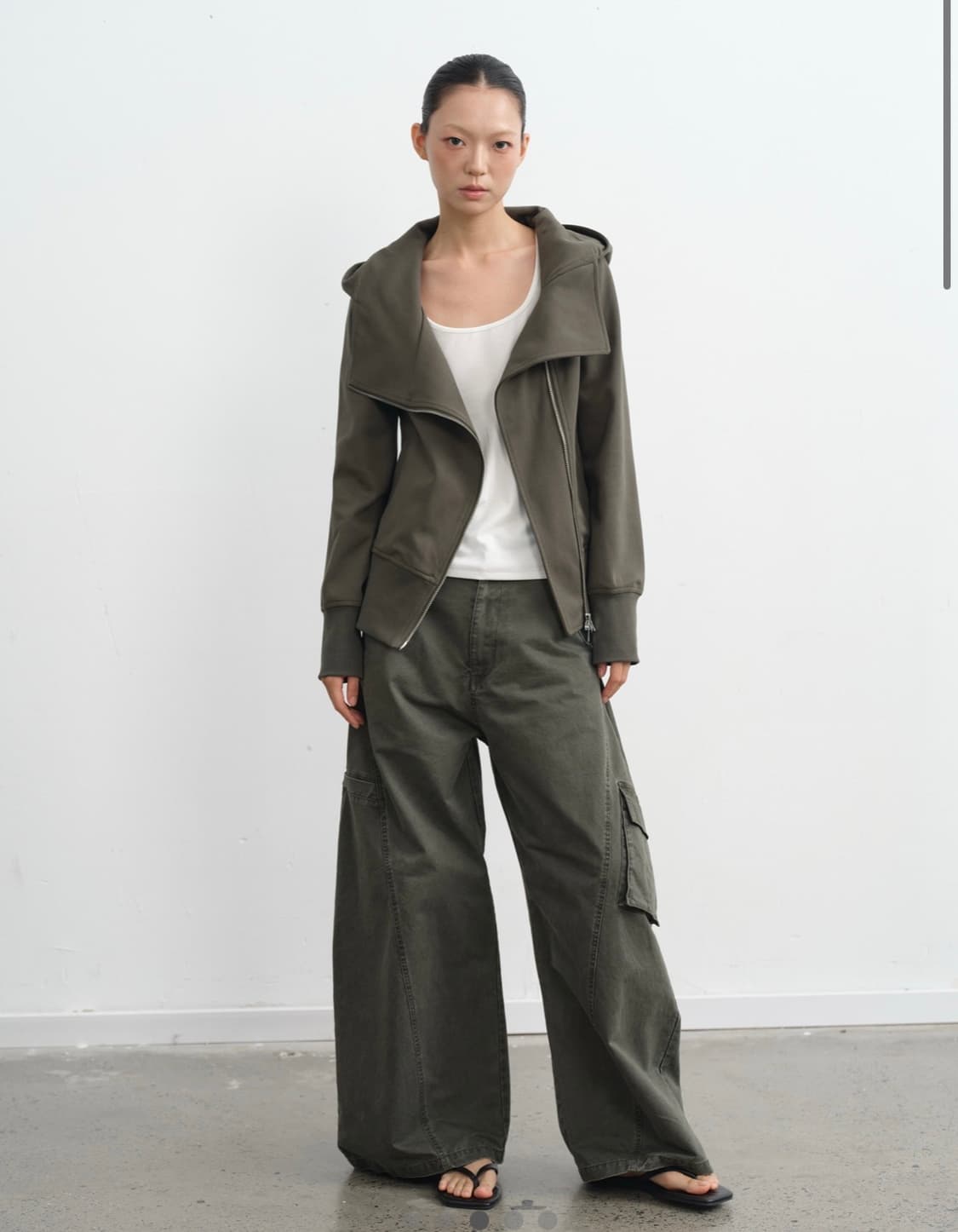 자카나 하이넥 후드집업 카키 S 상품이미지3