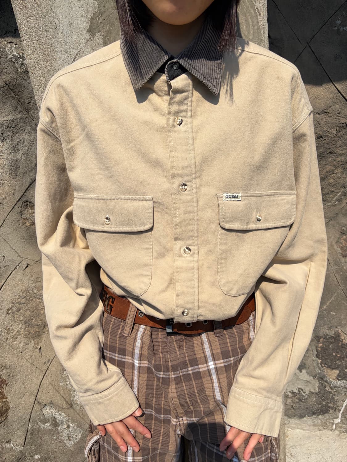 Guess Jeans 코듀로이 카라 베이지 셔츠 상품이미지3