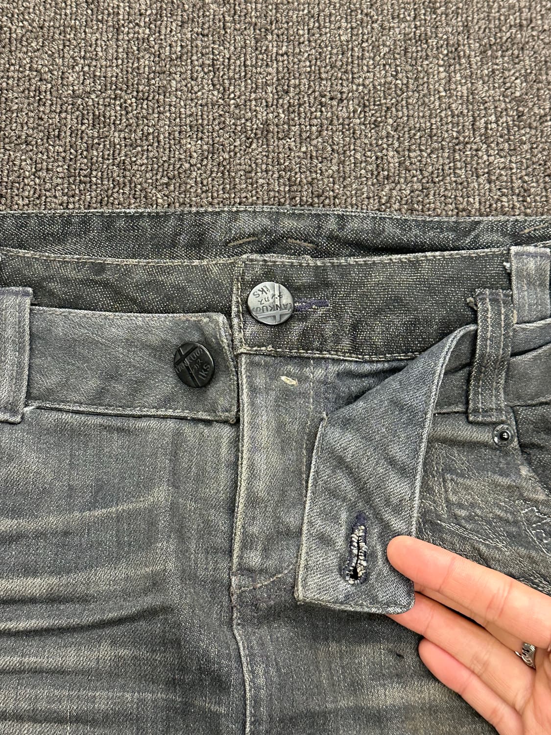 M)Japanese vintage 자수 벨티드 흑청 미니스커트 상품이미지3