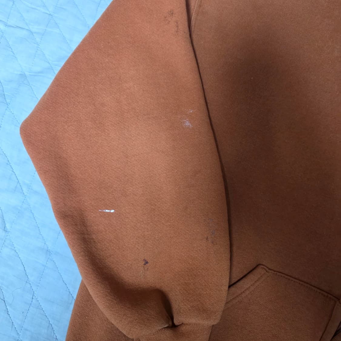 [L] 90s 러셀 애슬레틱 텍사스 후드집업 오렌지 페인팅 상품이미지3