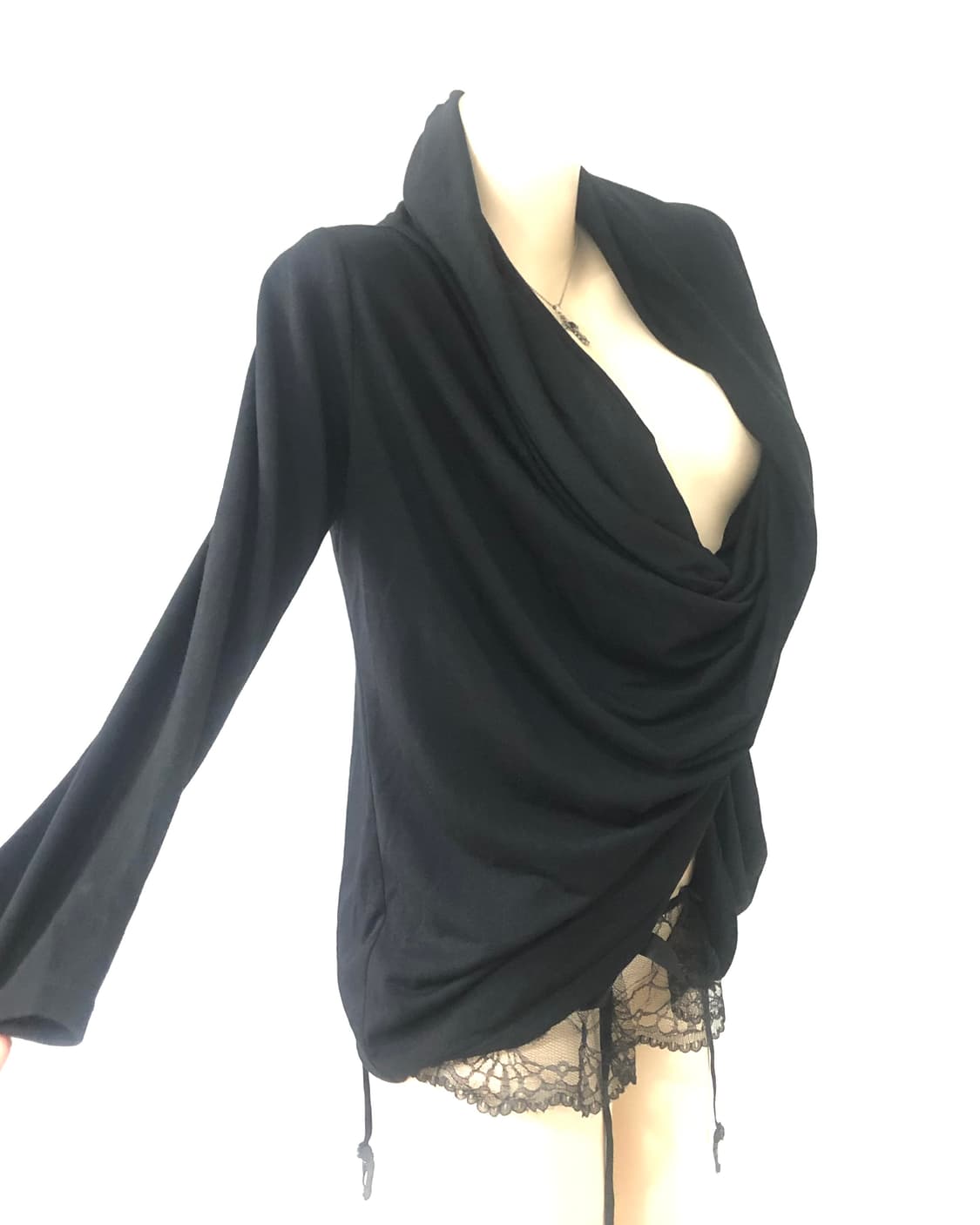archive cross drape black top 상품이미지5