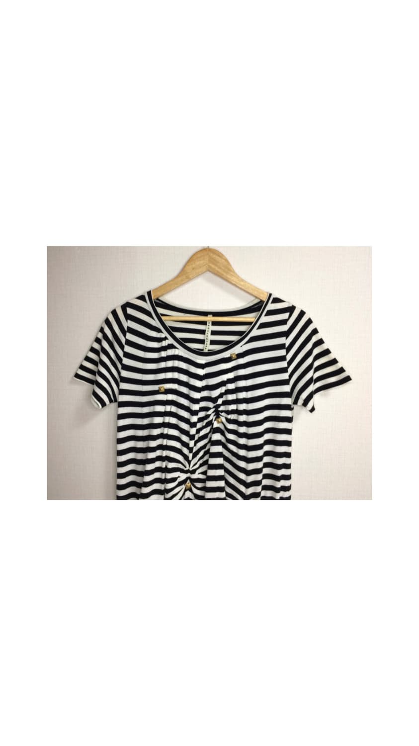 스나오쿠와하라 블랙 스트라이프 셔링 원피스 상품이미지2