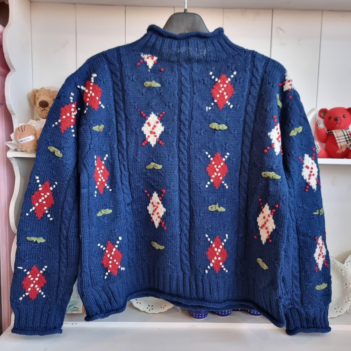 빈티지 니트  블루 체크포켓 상품이미지6