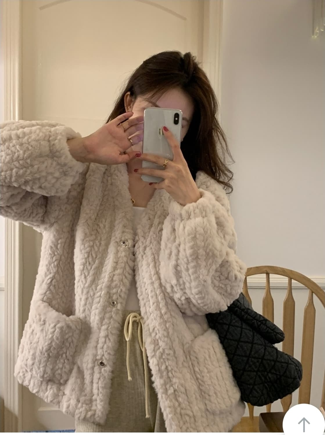 [새상품] 꽈배기 케이블 퍼자켓 상품이미지1