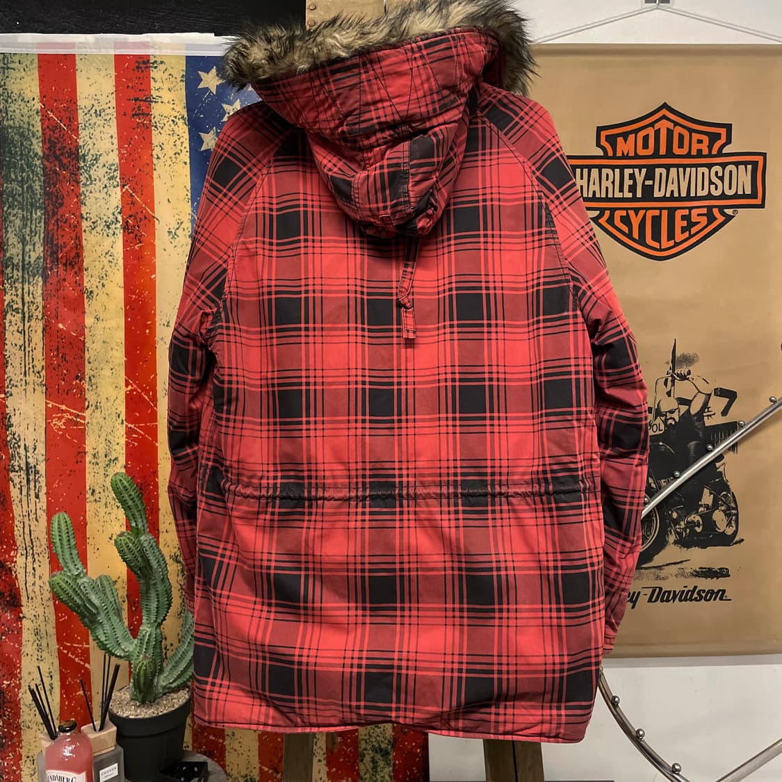 폴로 데님 앤 서플라이 N3B 체크 퍼 후드 야상 자켓 밀리터리 파카 상품이미지2