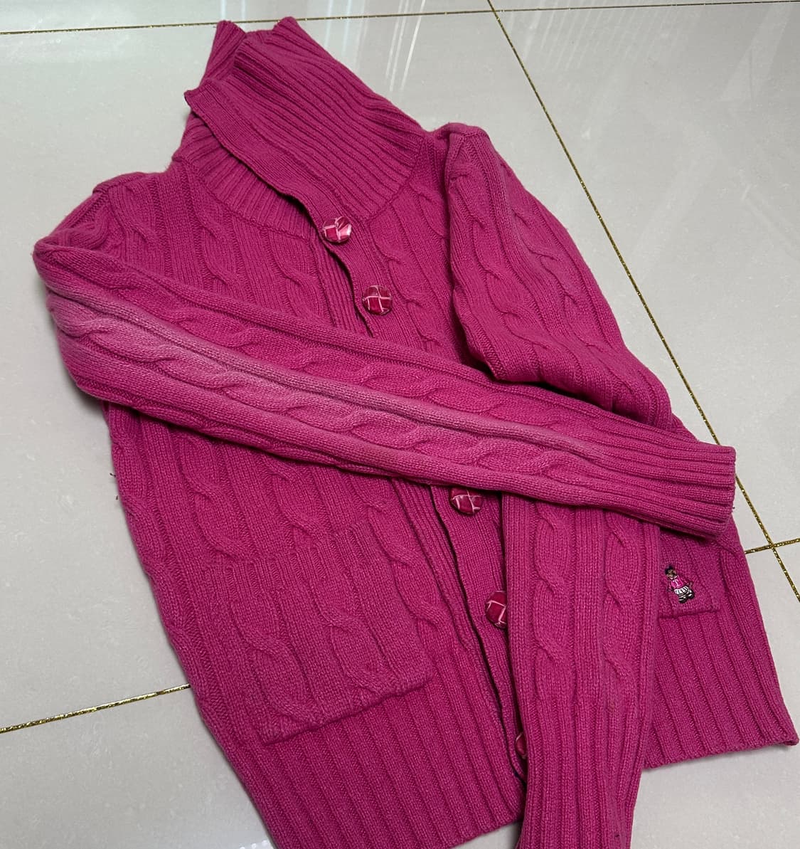 티니위니 빈티지 니트 가디건 핑크 상품이미지5