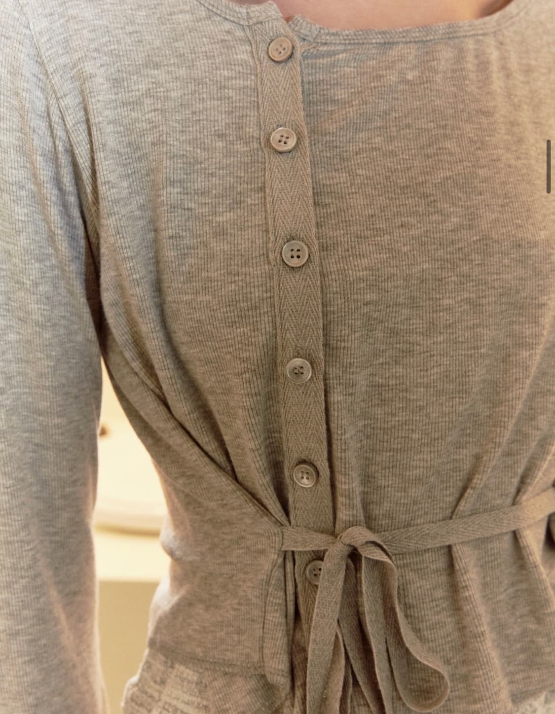 소프트서울 tied ribbon cardigan (그레이, 블랙 두색상 상품이미지4