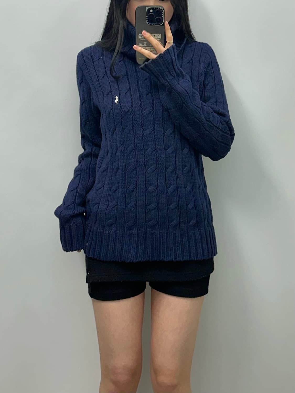 폴로 랄프로렌 네이비 꽈배기 목폴라 터틀넥 니트 상품이미지1