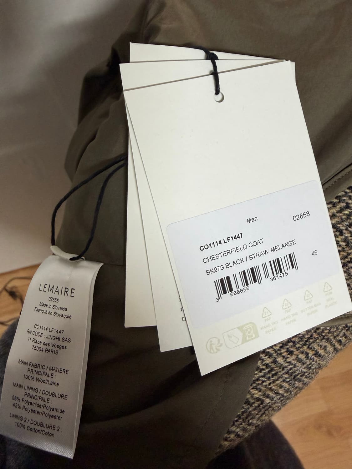 (새상품) Lemaire 르메르 25fw 체스터필드코트 46 상품이미지4