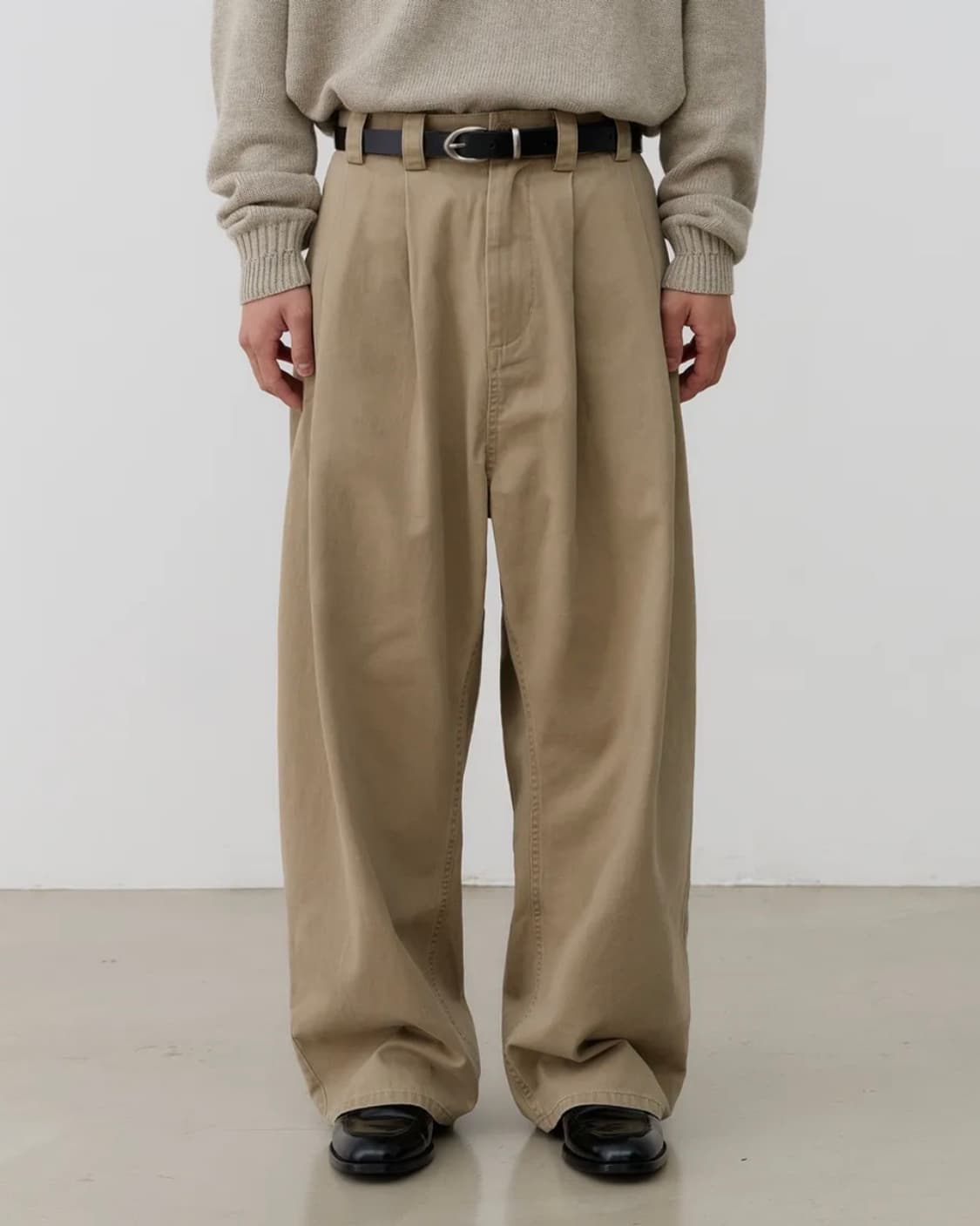 노운 wide tapered chino pants (beige) 상품이미지1