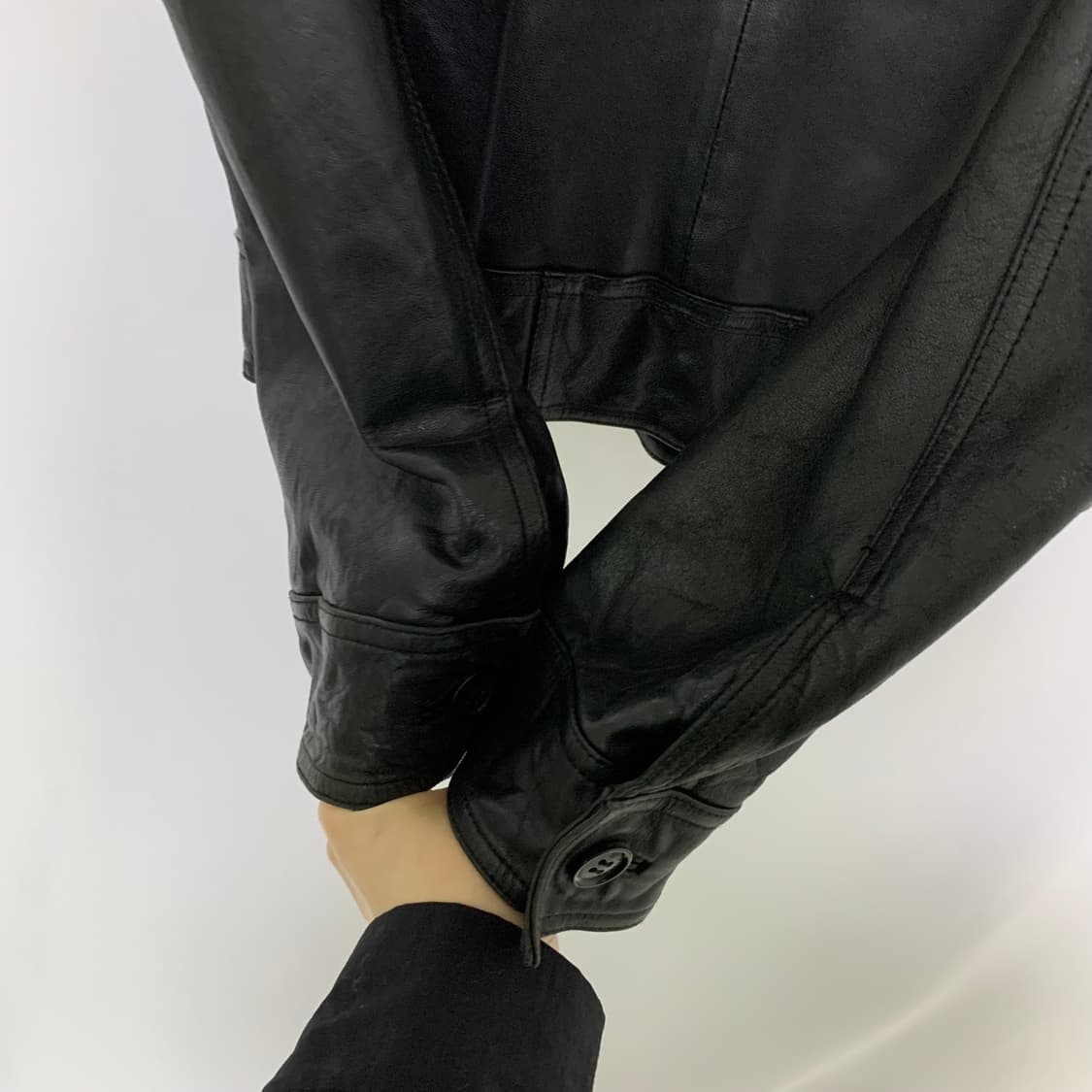 지오지아 ziozia 블랙 지퍼 모크넥 포켓 양가죽 자켓 리얼레더 상품이미지10