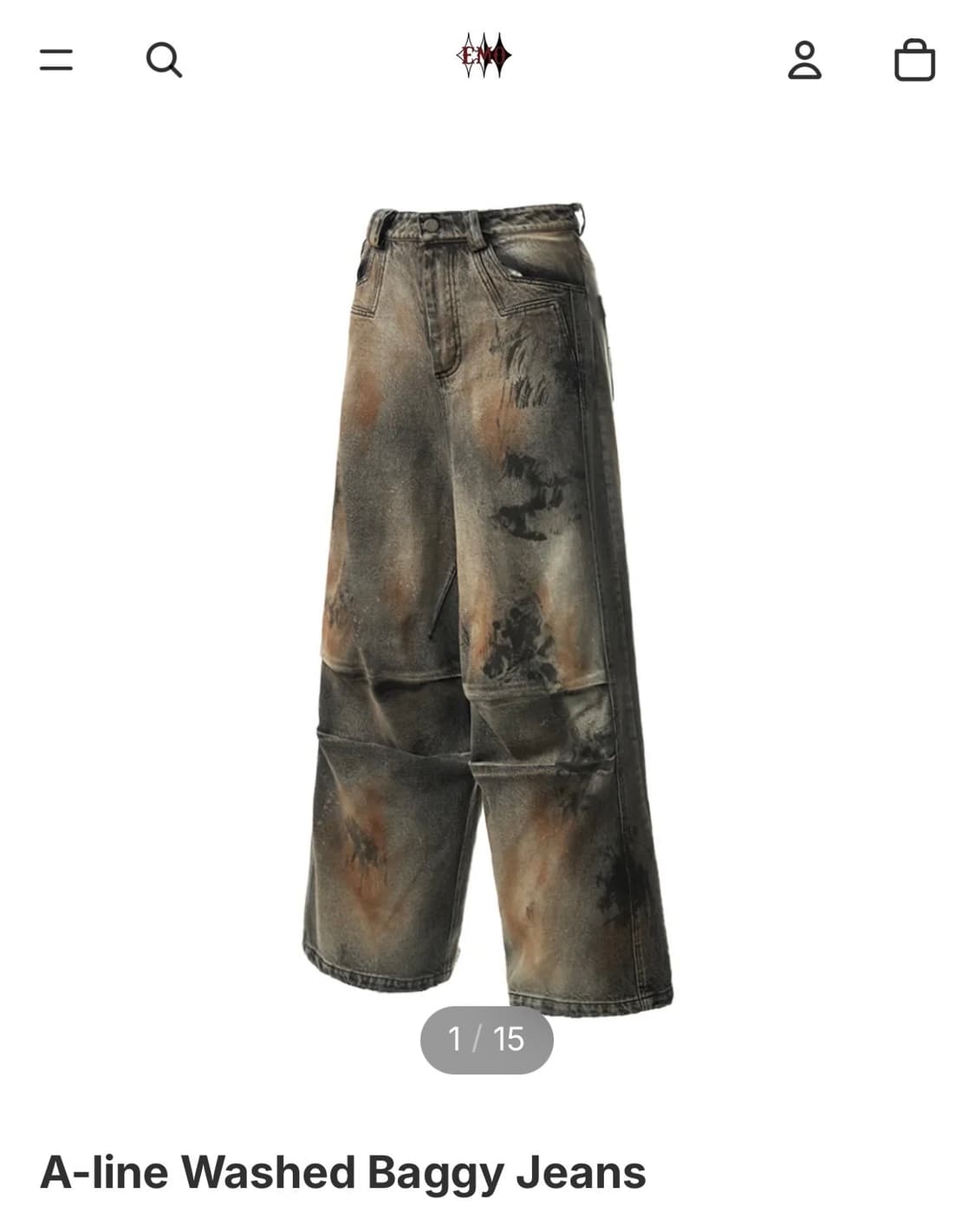 emobrother A-line Washed Baggy Jeans 상품이미지1