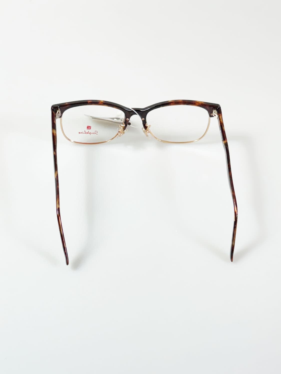 90s SIMPLE LINE 브라운톤 하금테 스퀘어 빈티지 안경 상품이미지5