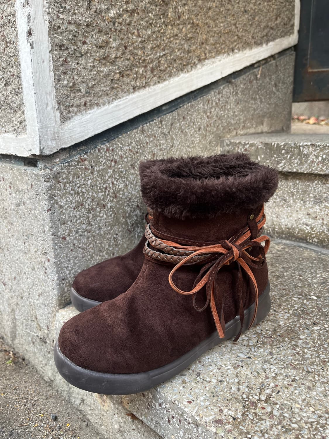 코코아 브라운 리본 어그부츠 상품이미지1