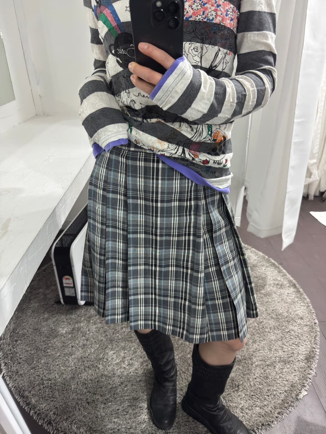 diable de nubile check pleats skirt 상품이미지4