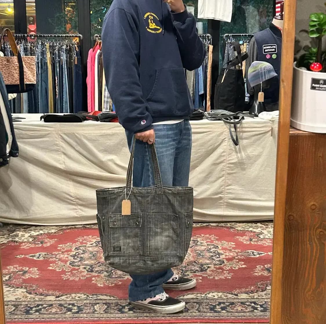 요시다 포터 온스 코튼 블랙 데님 숄더백 토트백 P55 상품이미지9