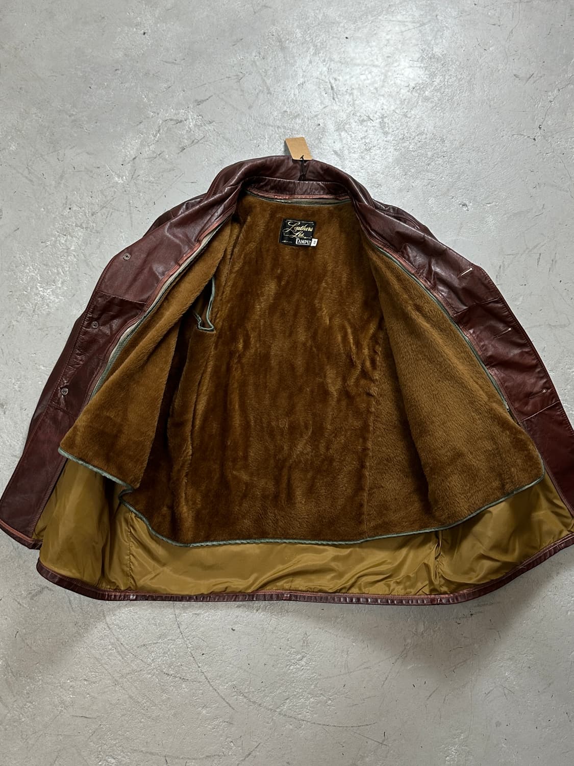 70's 빈티지 버건디 크롭 레더 자켓 파이트 클럽 상품이미지7