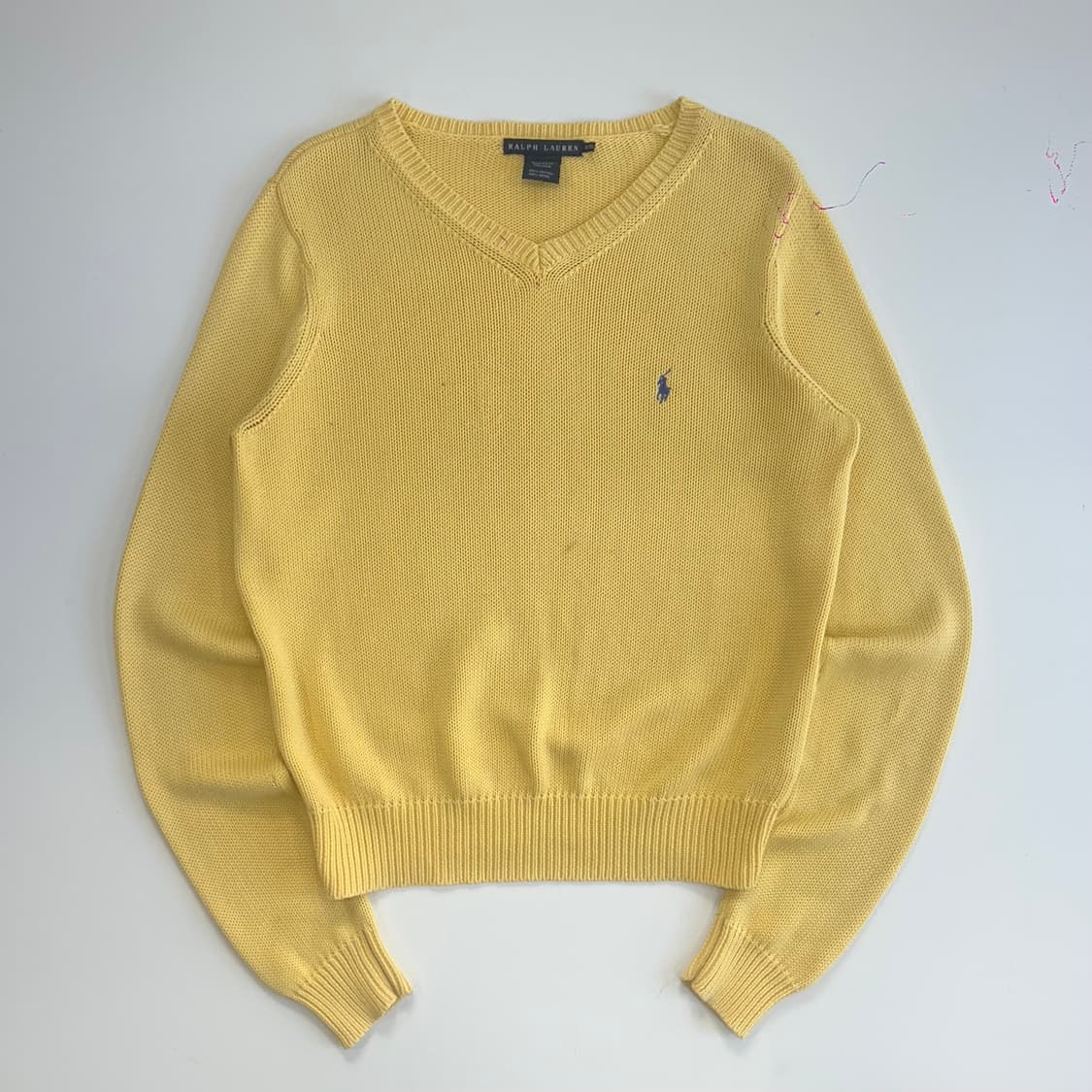 Polo 폴로 블루 포니 옐로우 브이넥 니트 상품이미지3