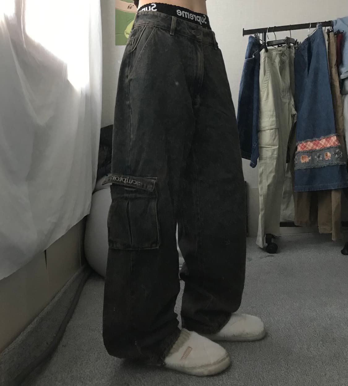 스컬프터 워시드 데님카고팬츠 상품이미지4