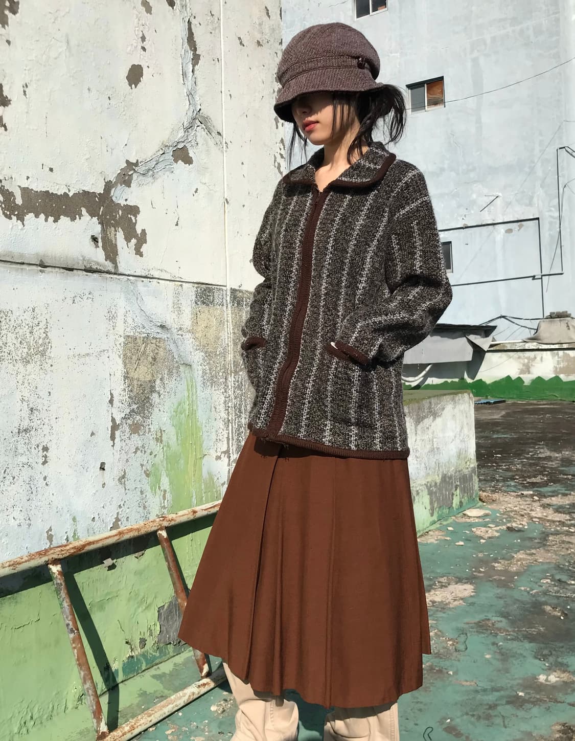 브라운 니트 집업 자켓 상품이미지7
