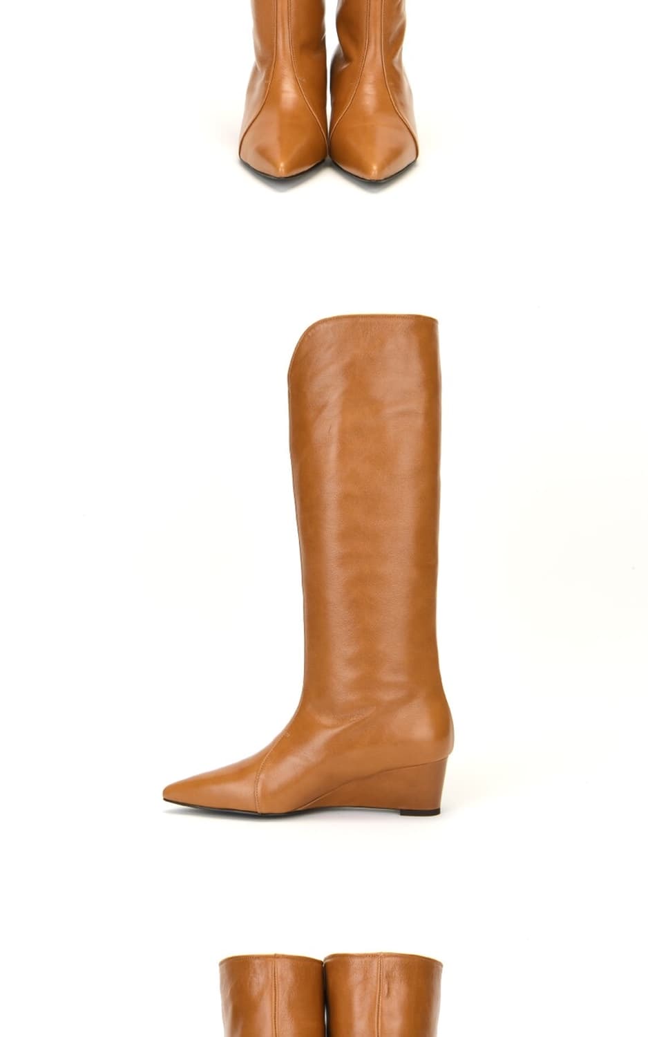 three to eighty 롱부츠 curved wedge leather 상품이미지1