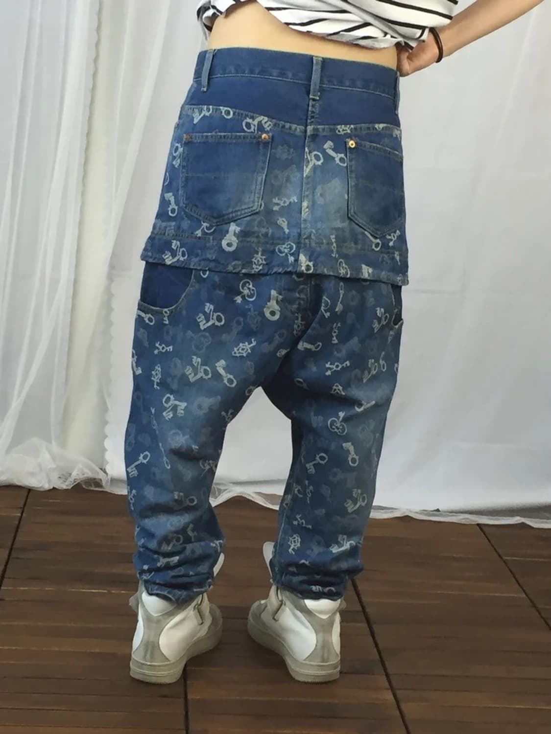 FRAPBOIS Key Print Layered Denim Pants 상품이미지2