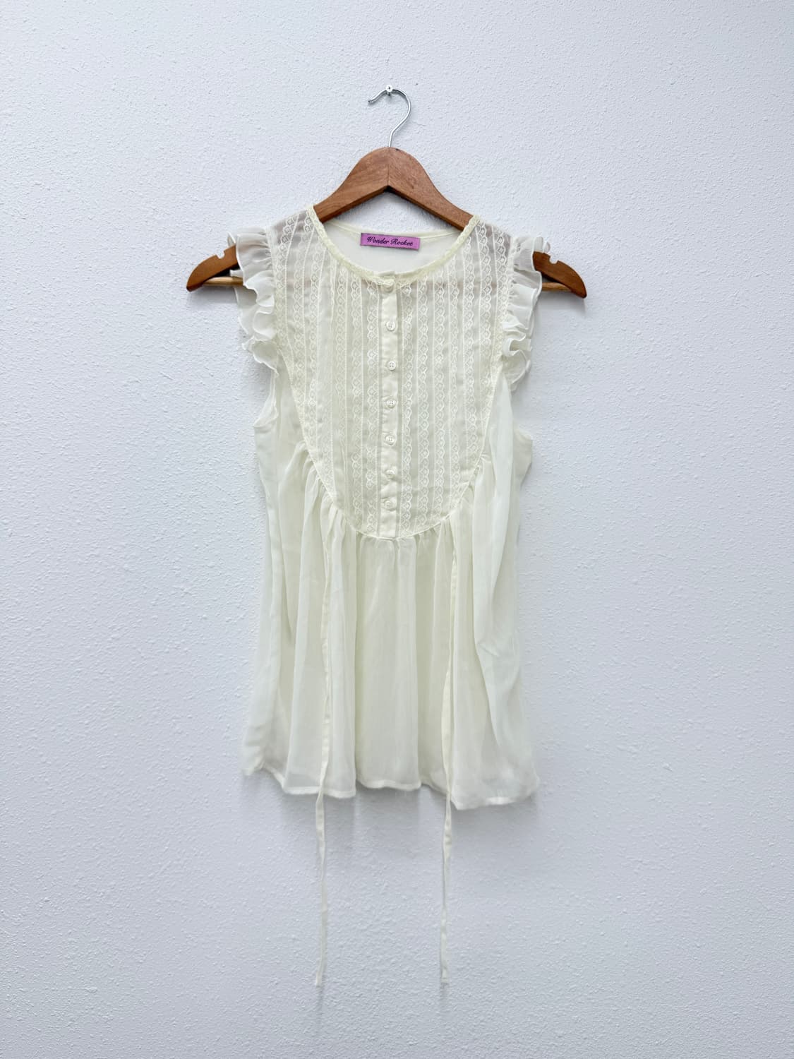 빈티지 Wonder Rocket 레이스 프릴 시스루 슬리브리스 상품이미지3