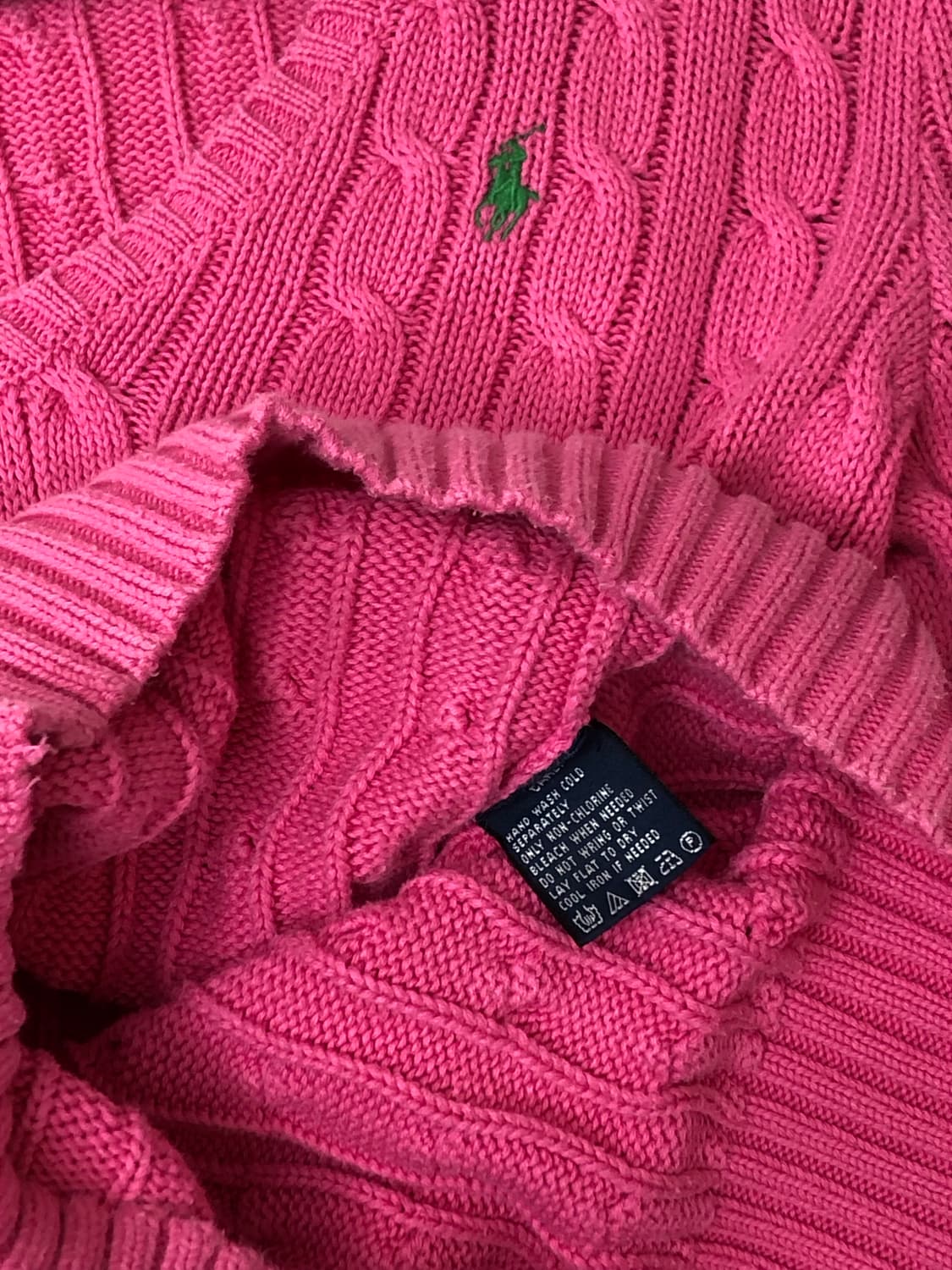 Ralph Lauren Sport 랄프로렌 스포츠 핑크 V넥 케이블 니트 상품이미지6