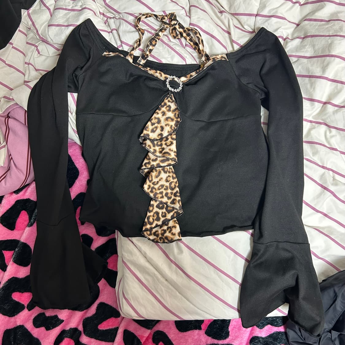 오네갸루 y2k 호피 오프숄더  상품이미지1