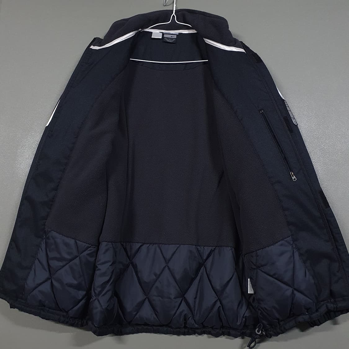 실측 XL) 나이키 00s 올드스쿨 스우시 파이핑 누빔 점퍼 자켓 블랙 상품이미지7