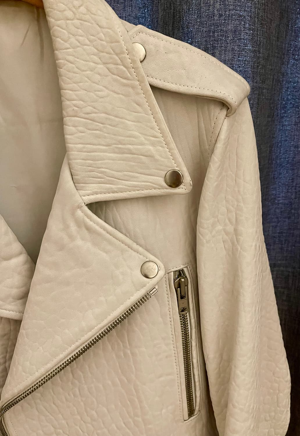 리얼 램스킨 라이더자켓 / 화이트 상품이미지6