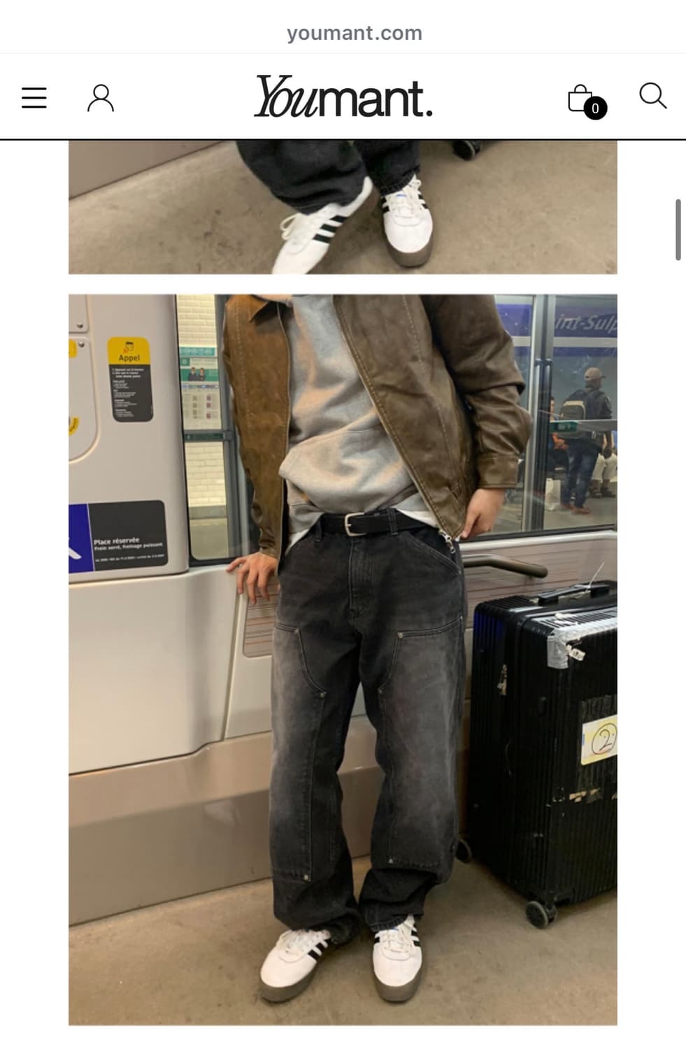 유먼트 더블니 흑청 데님 xs 상품이미지2