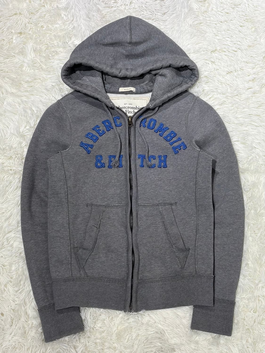 아베크롬비 그레이 빅로고 헤비스웻 후드집업 상품이미지4