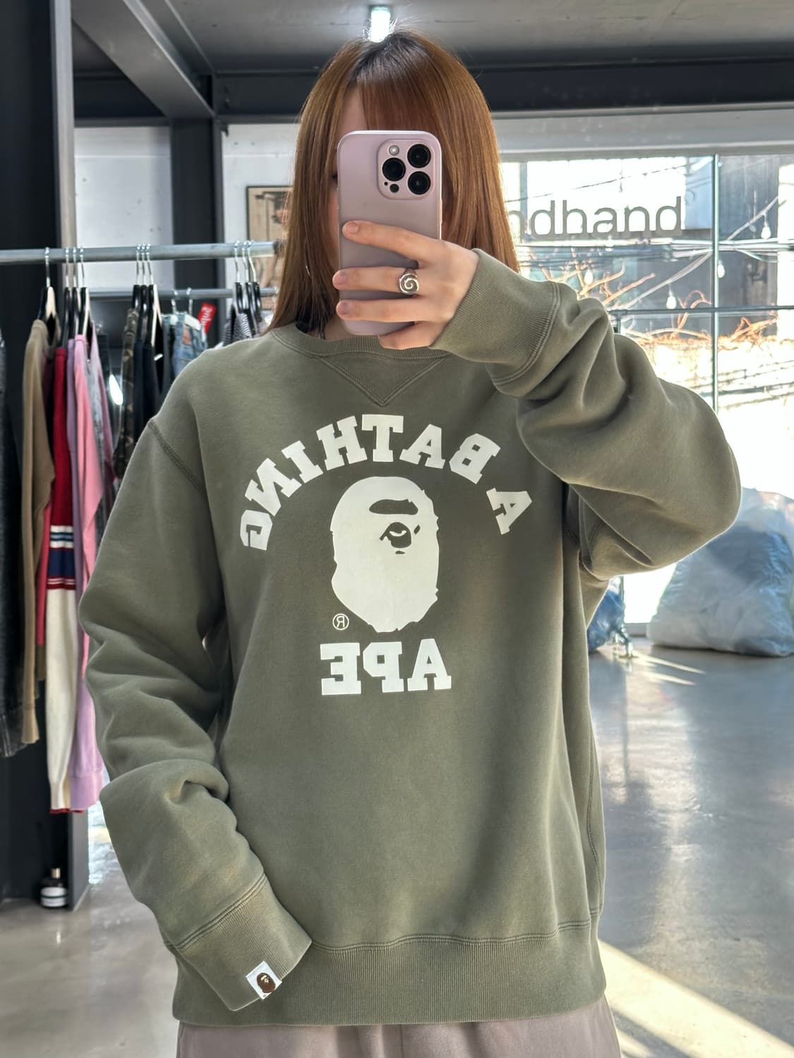 베이프 빅사루 말차 코튼 맨투맨 상품이미지1