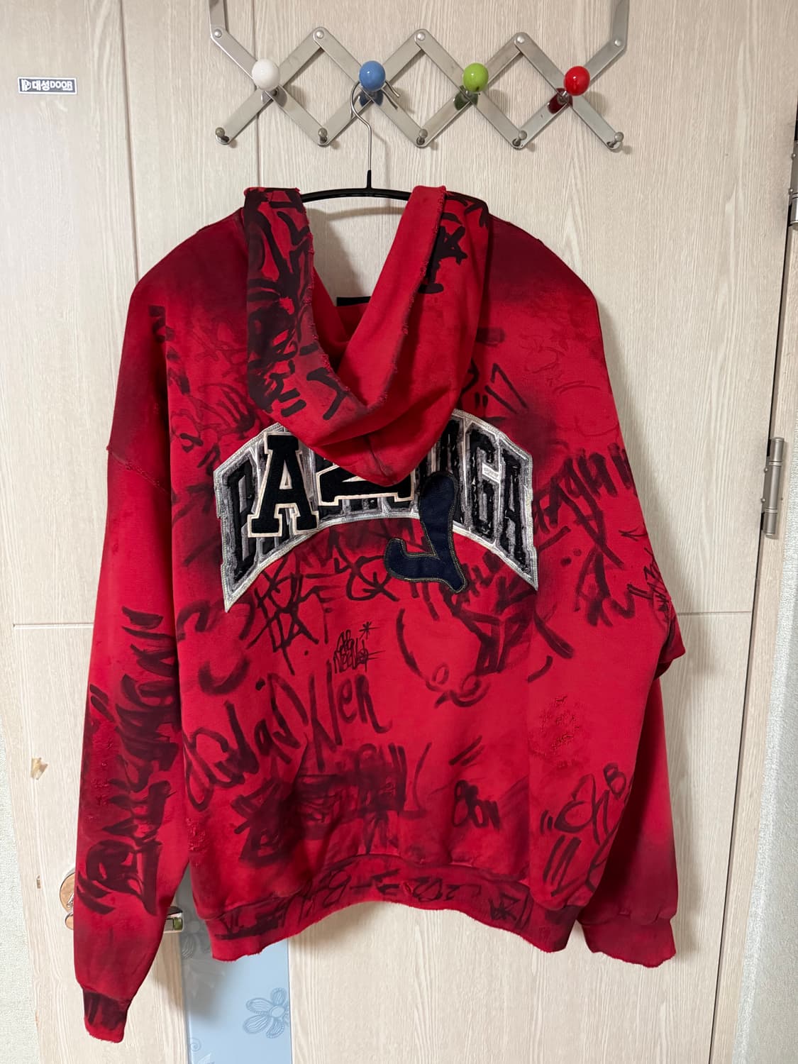 발렌시아가 스케이터 후드집업 레드 2XL 팝니다 상품이미지1