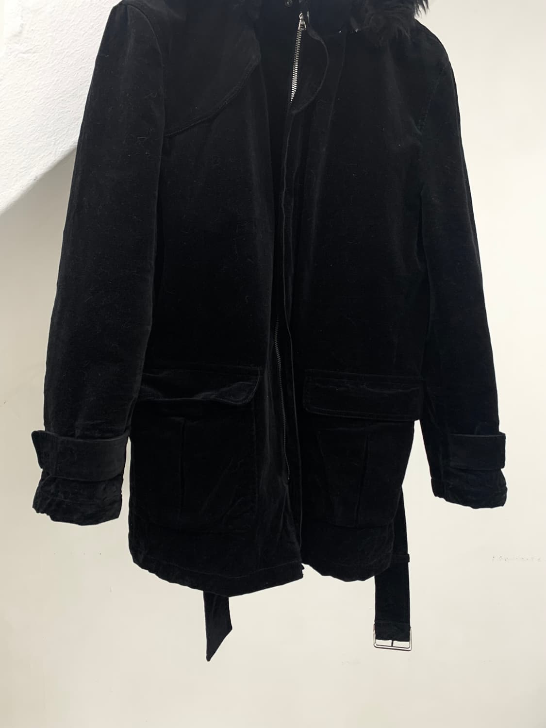 Comme ca ism fur hood velour jacket   상품이미지6