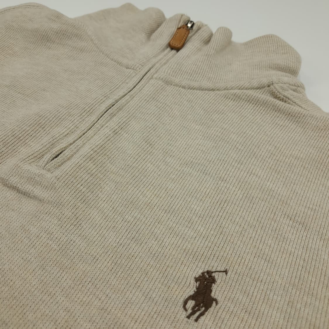 CN870 L 폴로 랄프로렌 오트밀베이지 하프집업 긴팔 니트 스웨터 상품이미지5